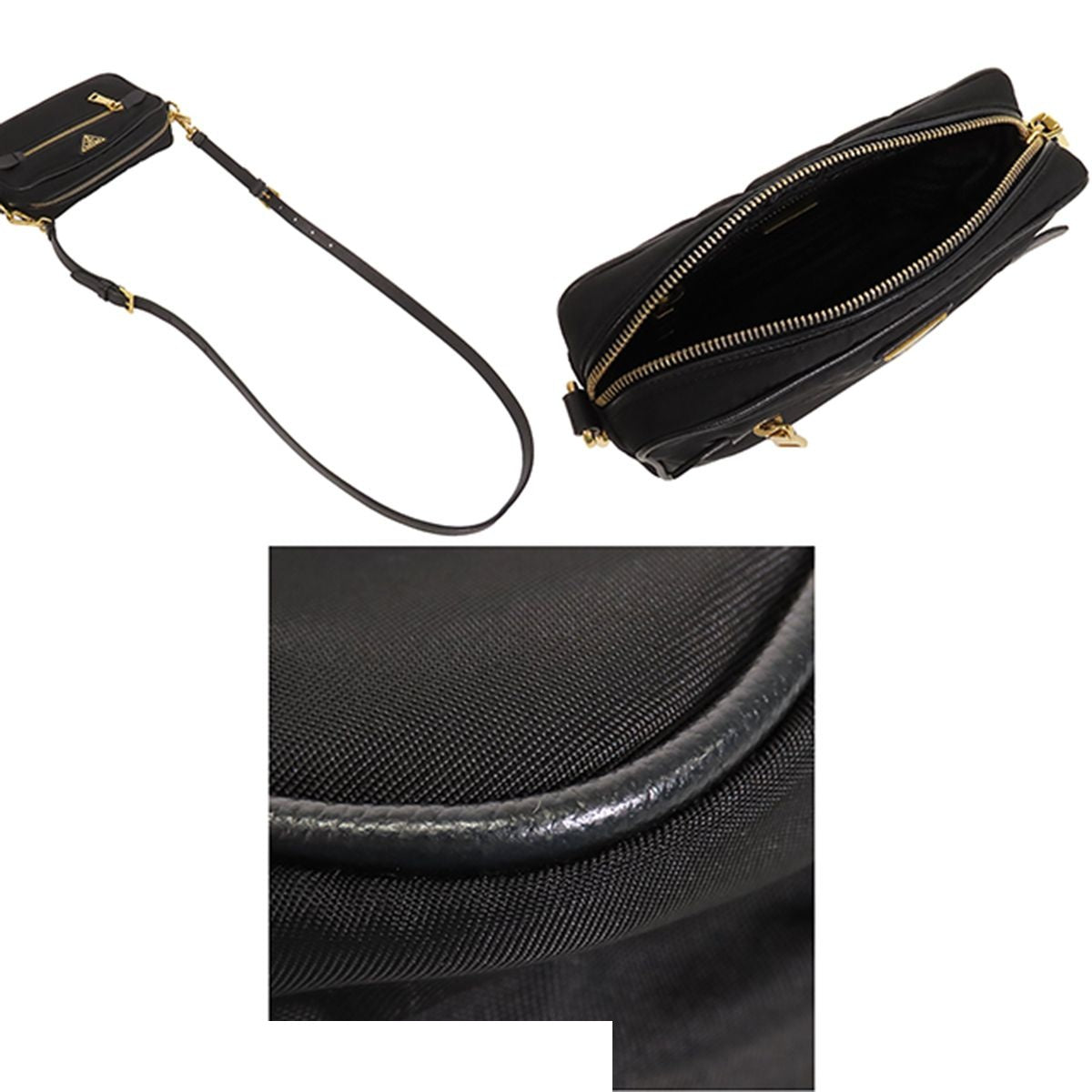 Prada Shoulder Bag Black Nylon Leather 2-Way Clutch — view 4