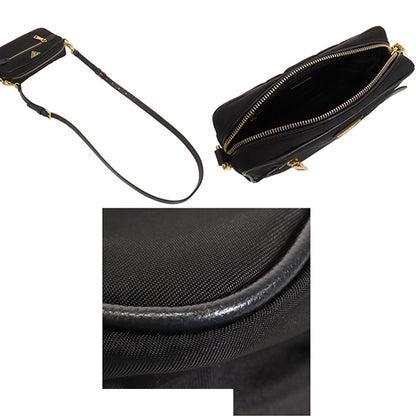 Prada Shoulder Bag Black Nylon Leather 2-Way Clutch — view 4