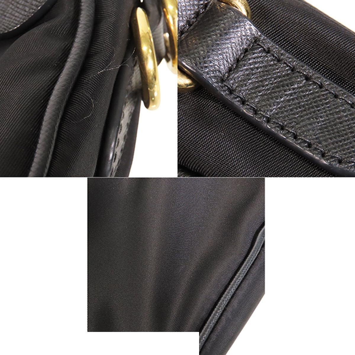 Prada Shoulder Bag Black Nylon Leather 2-Way Clutch — view 5