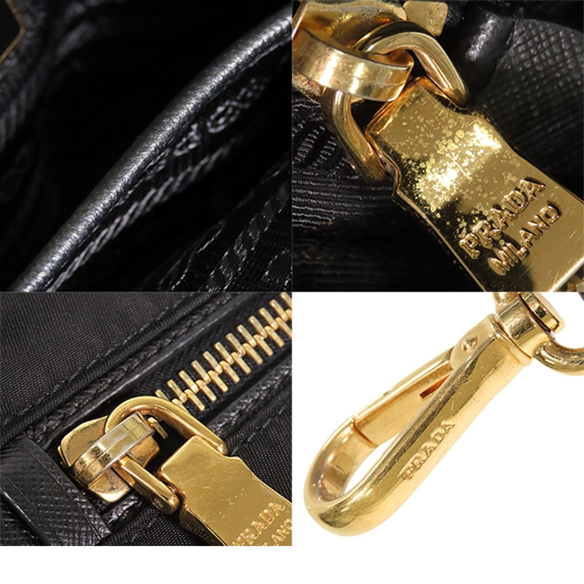 Prada Shoulder Bag Black Nylon Leather 2-Way Clutch — view 8