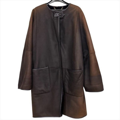 Loewe Mouton Lambskin Gradient Long Coat Brown