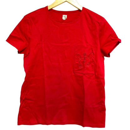 Hermes Tassel Embroidery Pocket T-Shirt Cut And Sew Size 38 Red