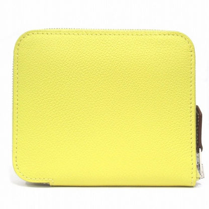 Hermes Azap Silk in Compact Wallet Round Color Leather Silver Lime Orange