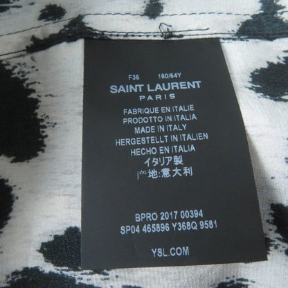 Saint Laurent Paris 465896 100% Silk Leopard Print Long-sleeved Shirt With