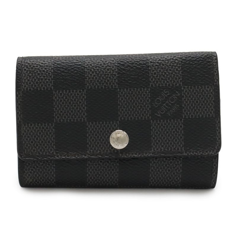 Louis Vuitton Damier Graphite Multicles 6 key Case Silver Hardware
