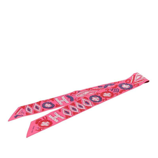 Hermes Twilly Kelly en Perles Lou Scarf Pink Silk