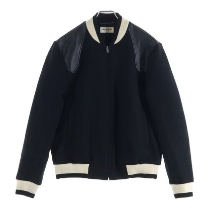 Saint Laurent Paris Shoulder Leather Cut Replacement Zip Up Teddy Jacket
