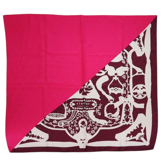 Hermes Carre 90 Cadrige Etrier Tattoo Silk Pink Scarf 0394