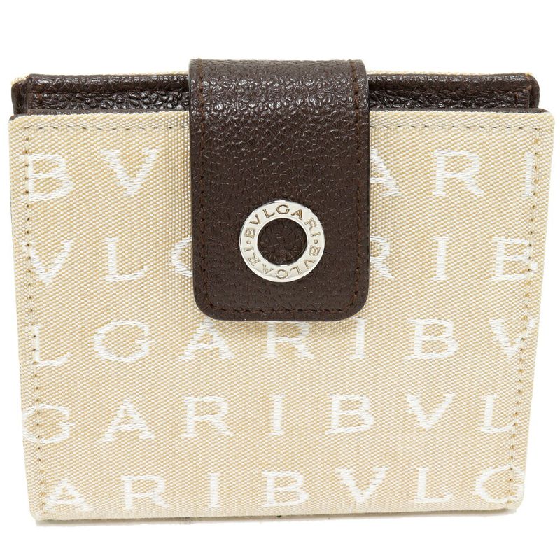 Bulgari Bifold Wallet With Coin Purse Logomania Retale Compact Wallet In PVC