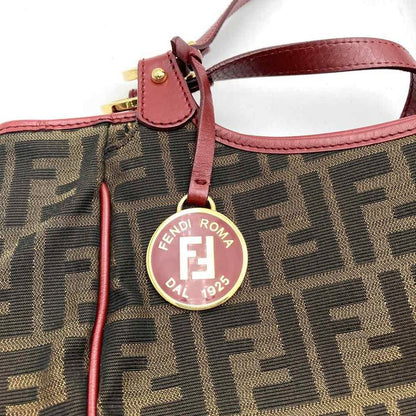 Fendi 8bh156 Handbag Tote Bag Canvas Brown Red Women