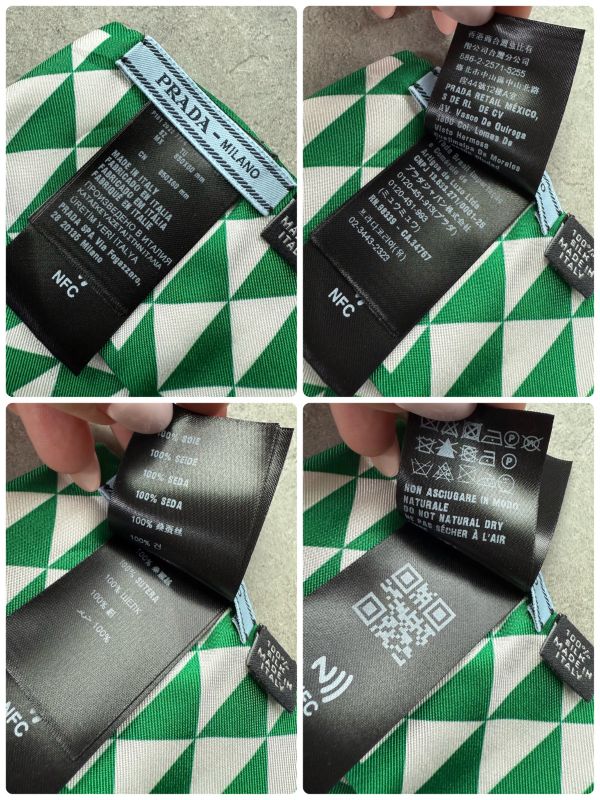 Prada 1ff008 Twill Silk Scarf Triangle Green with Box