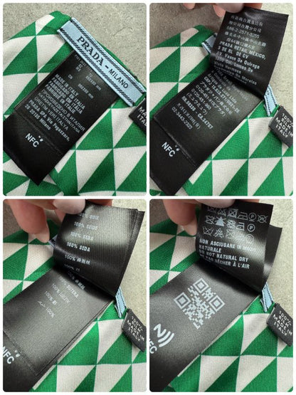 Prada 1ff008 Twill Silk Scarf Triangle Green with Box