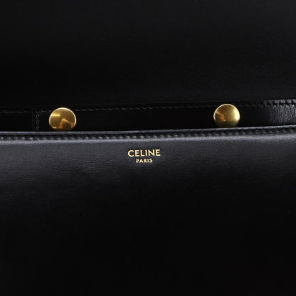 Celine Triomphe Trapeze 2way Shoulder Clutch Bag Leather Black Gold Hardware