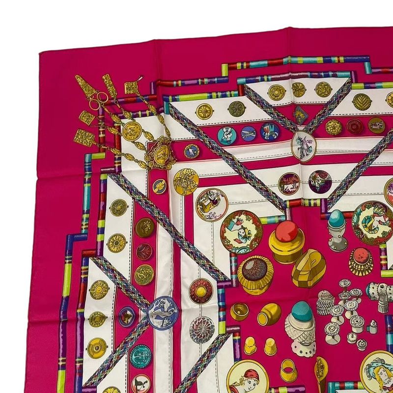 Hermes Scarf Silk Carre 90 Petie Main Seamstress Pink