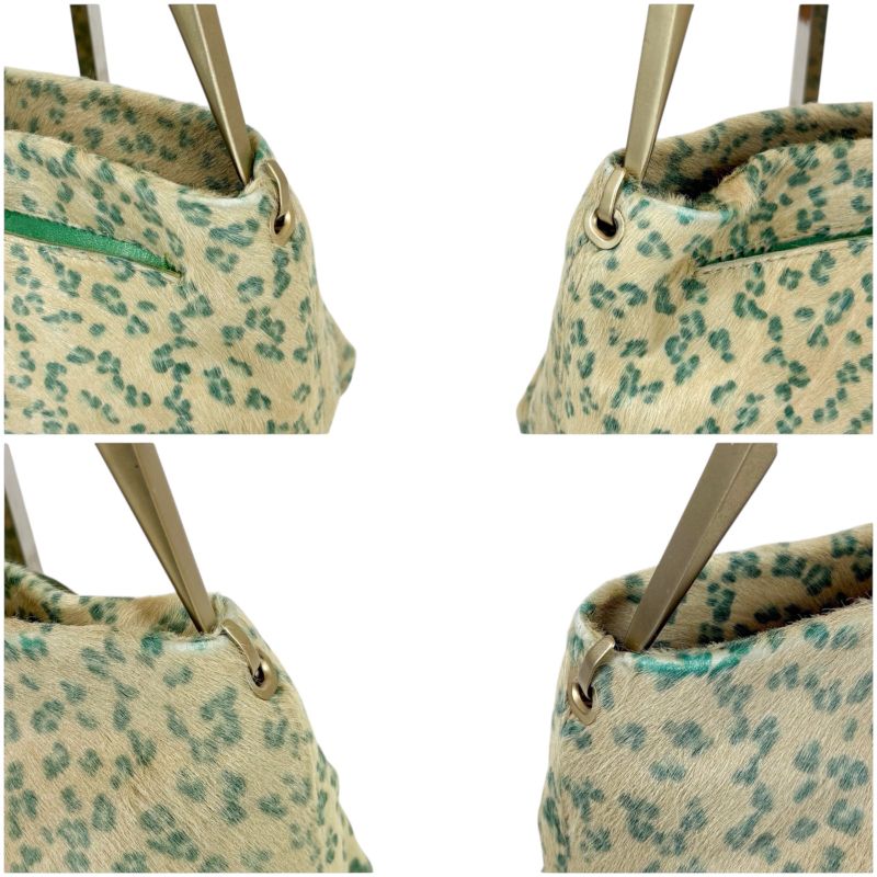 Bottega Veneta One Shoulder Bag Accessory Pouch Halaco Leather Green Beige