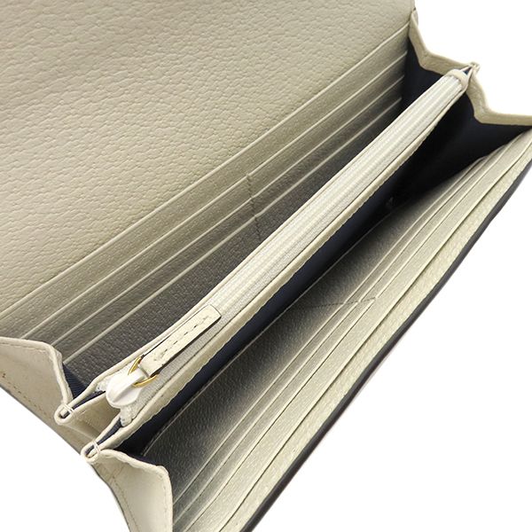 Gucci Long Wallet GG Continental Wallet Leather White Gold Hardware White