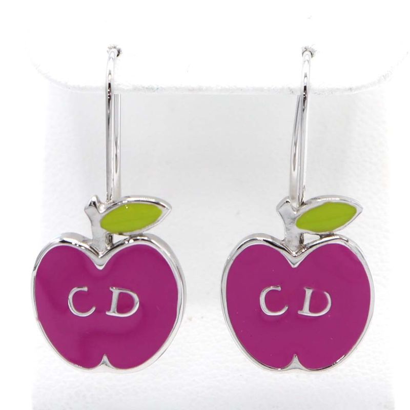 Christian DIOR CD Earrings Apple Hook Earrings Accessories Pink Ladies With Box