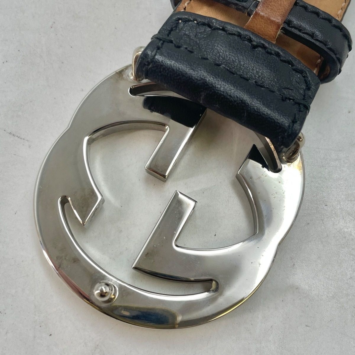Gucci Interlocking Buckle Guccissima Leather Belt Black — view 10