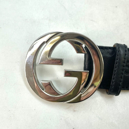 Gucci Interlocking Buckle Guccissima Leather Belt Black — view 9