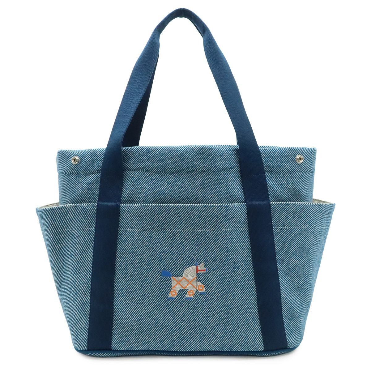 Hermes Animo Natte Mother's Tote Shoulder Bag Horse Wool Blue Pants Diaper