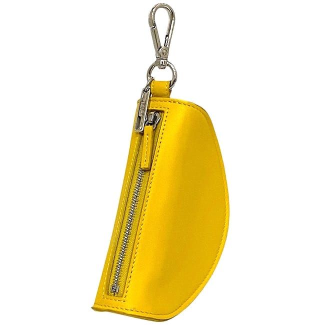 Fendi Charm Pouch Yellow 7ar706 Excellent Condition Leather Fur