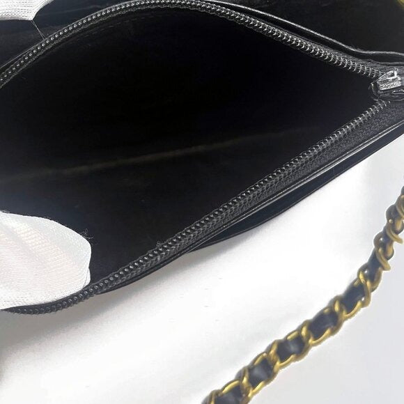 CHANEL CC Classic Timeless Caviar Leather Flap Wallet Chain Purse