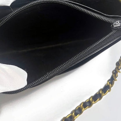 CHANEL CC Classic Timeless Caviar Leather Flap Wallet Chain Purse
