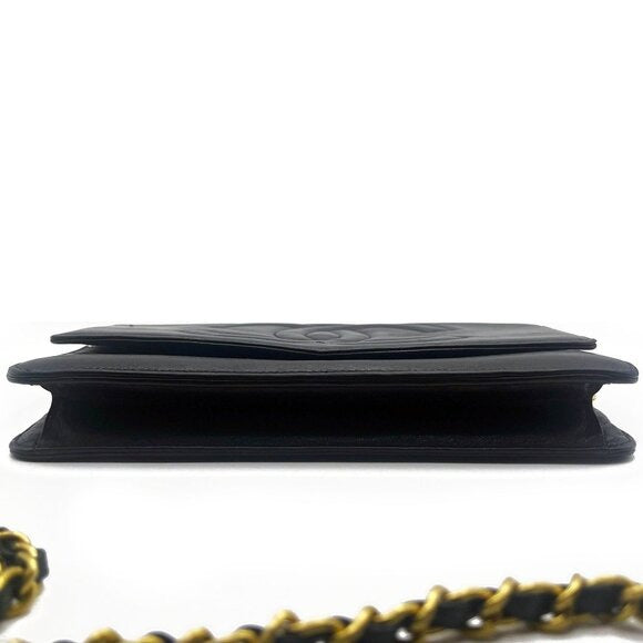 CHANEL CC Classic Timeless Caviar Leather Flap Wallet Chain Purse