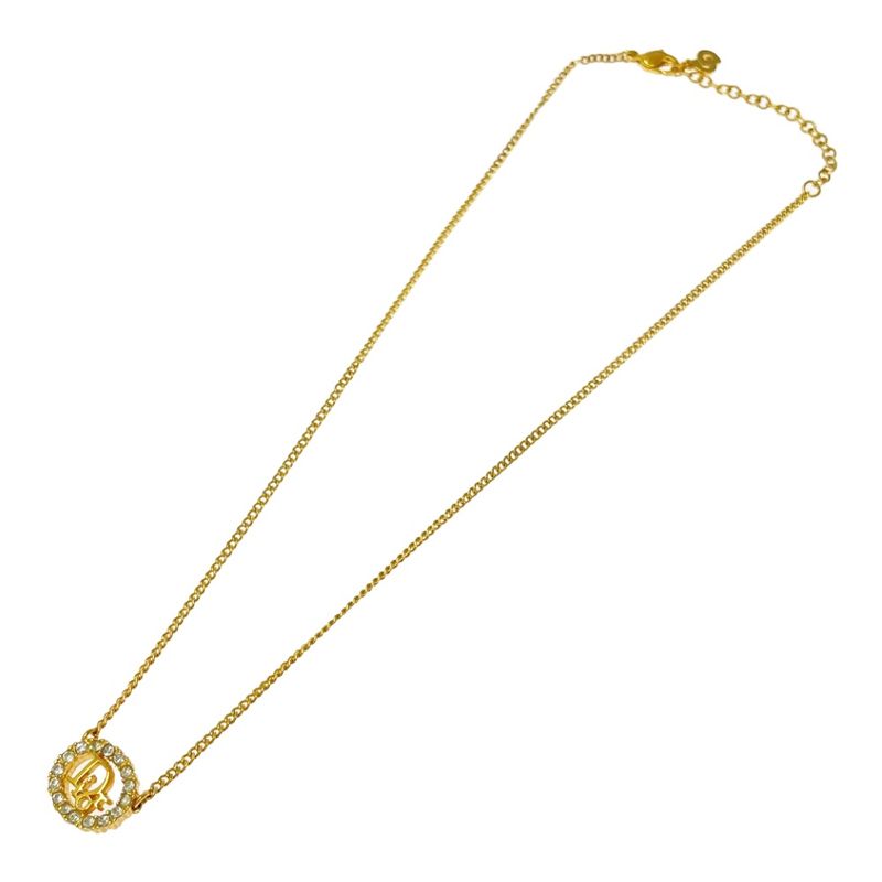 Christian Dior GP Rhinestone Dior Logo Necklace Gold 321989 Necklace