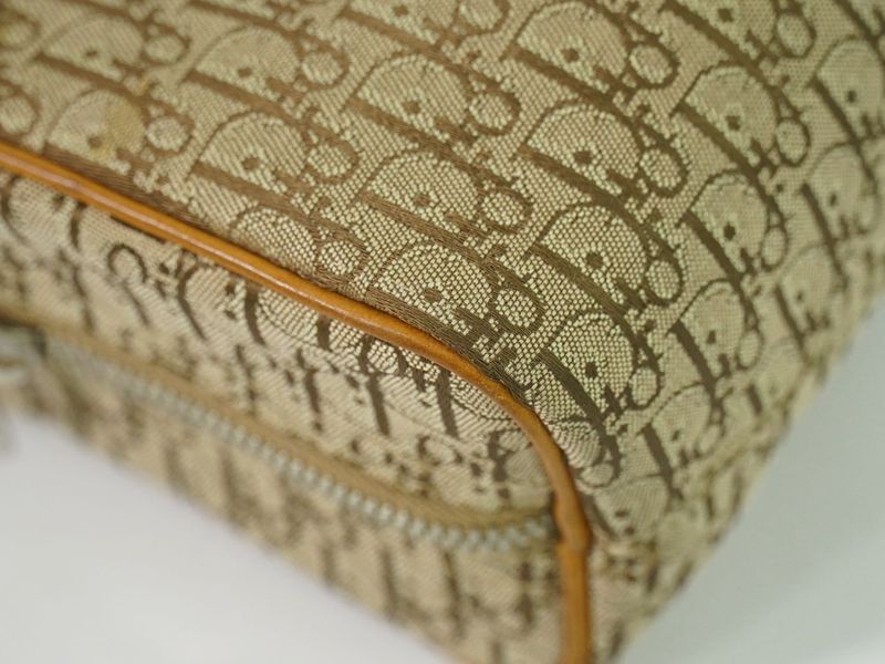 Authentic Christian DIOR Trotter Handbag Canvas Beige Trotter Bag Pre-owned