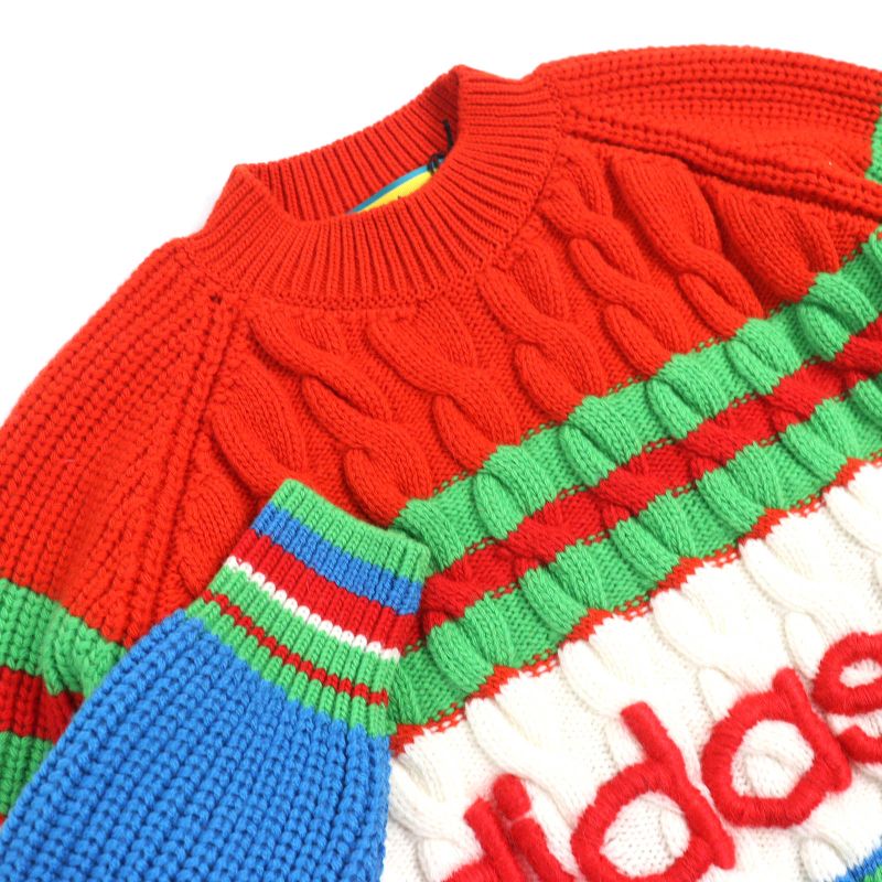 Gucci×adidas Gucci×adidas 717722 Wool Mohair Interlocking G Webline Cable Knit