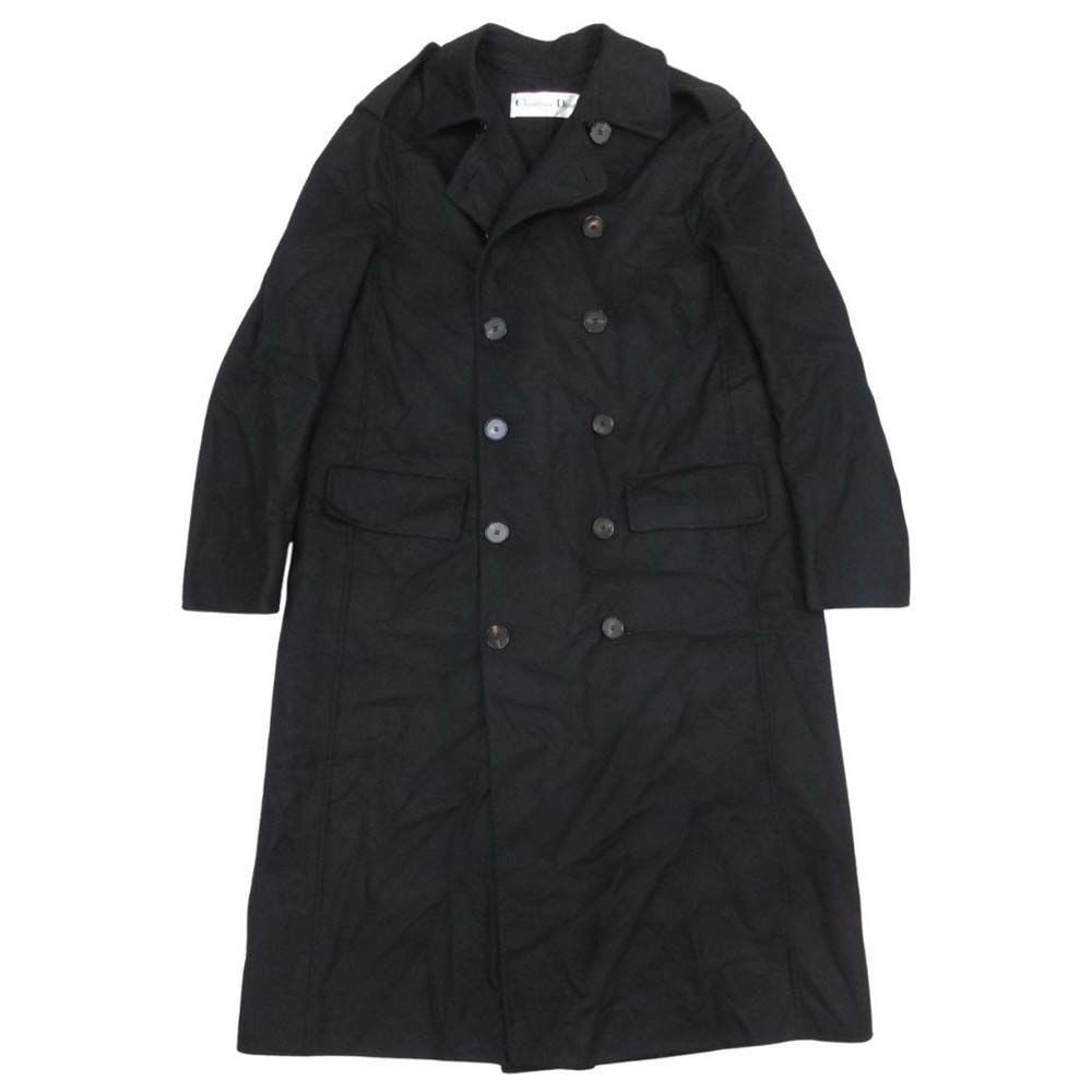 Dior Double Face Melton Trench Coat 2-Way Long 34 Black