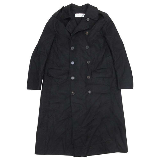 Dior Double Face Melton Trench Coat 2-Way Long 34 Black