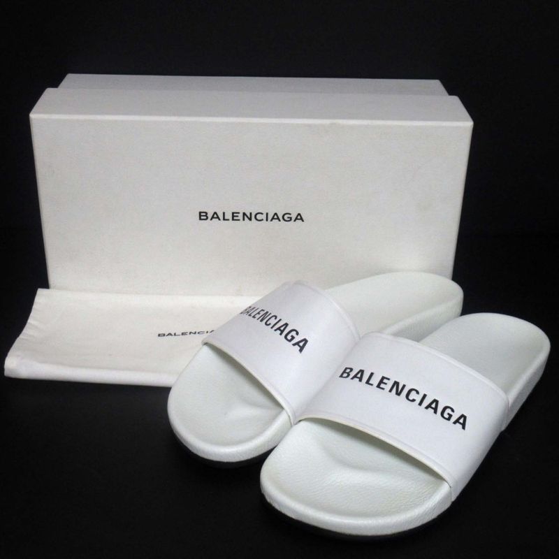Balenciaga Pool Logo Print Slide Sandals 530501 Size 41 Approx 27cm (10.63in)