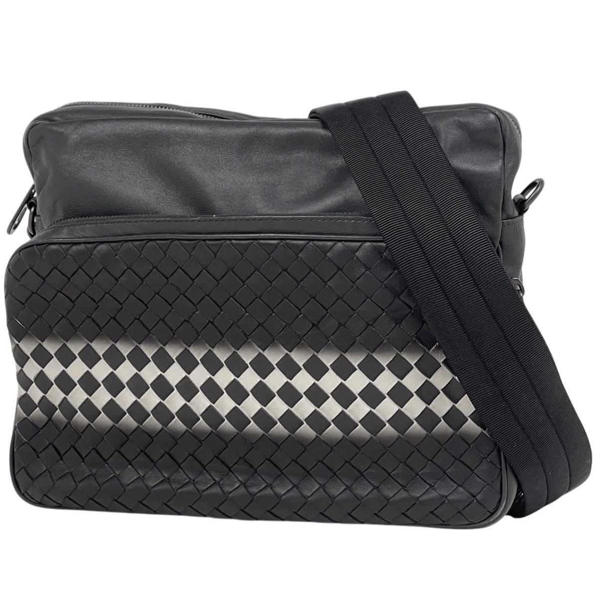 Bottega Veneta Intrecciato Shoulder Bag Crossbody Leather Black