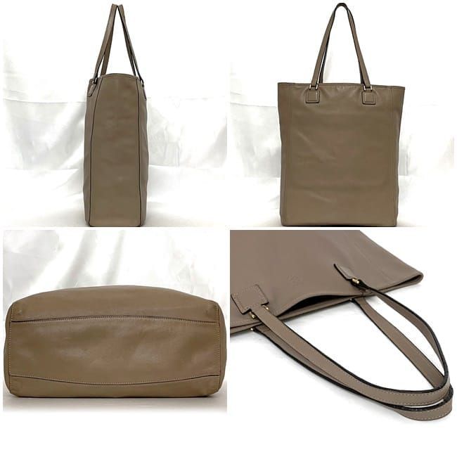 Loewe Tote Bag Ec22922 Beige Anagram Excellent Condition Leather