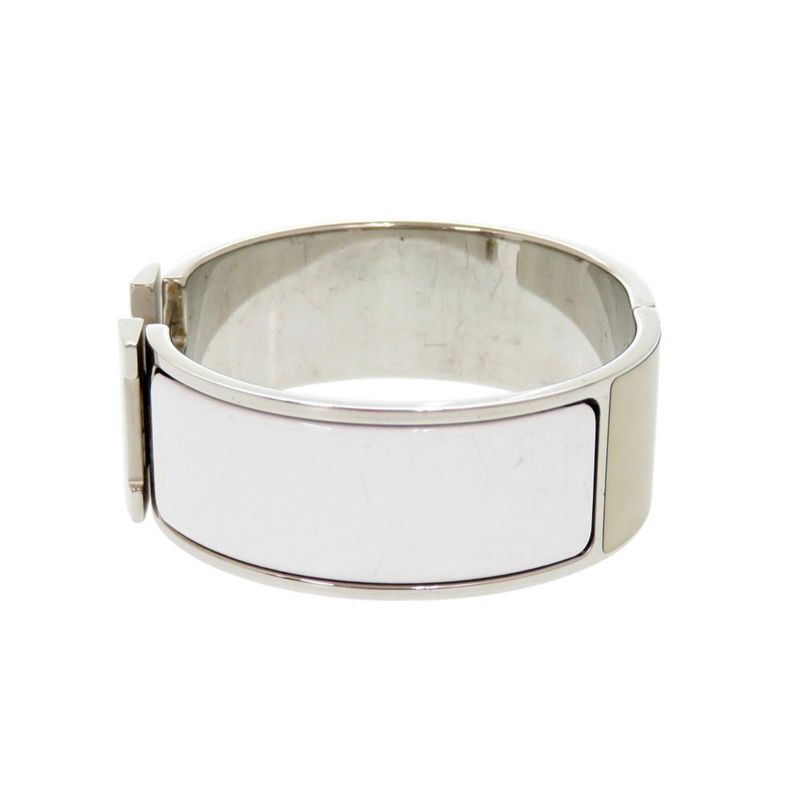 Hermes H Motif Clic Clac GM Bu Metal White Silver Stamped P (2012) Bracelet