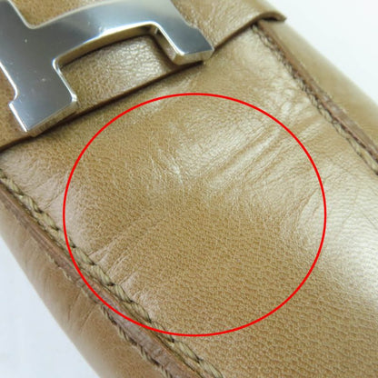 Hermes Moccasins Paris Constance Silver Hardware Leather Loafers Beige 38.5