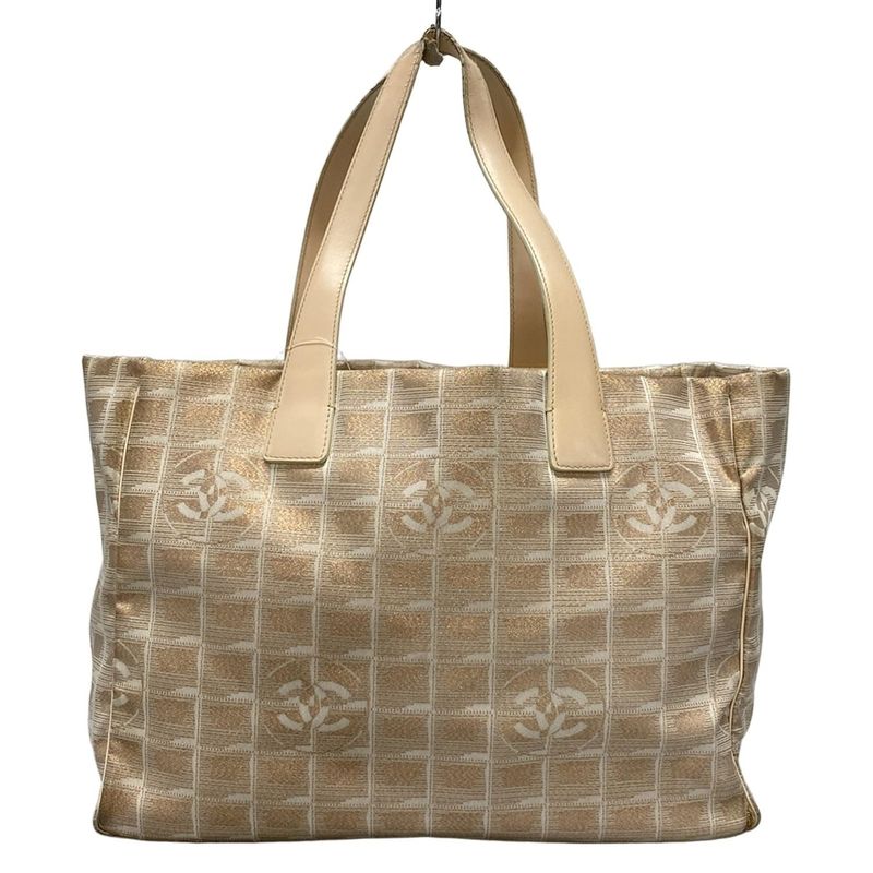 Chanel New Travel Line Tote MM Pink And White Leather