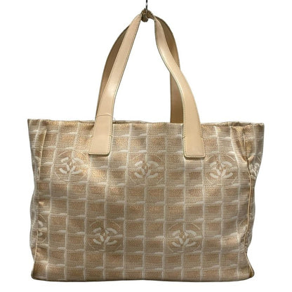 Chanel New Travel Line Tote MM Pink And White Leather