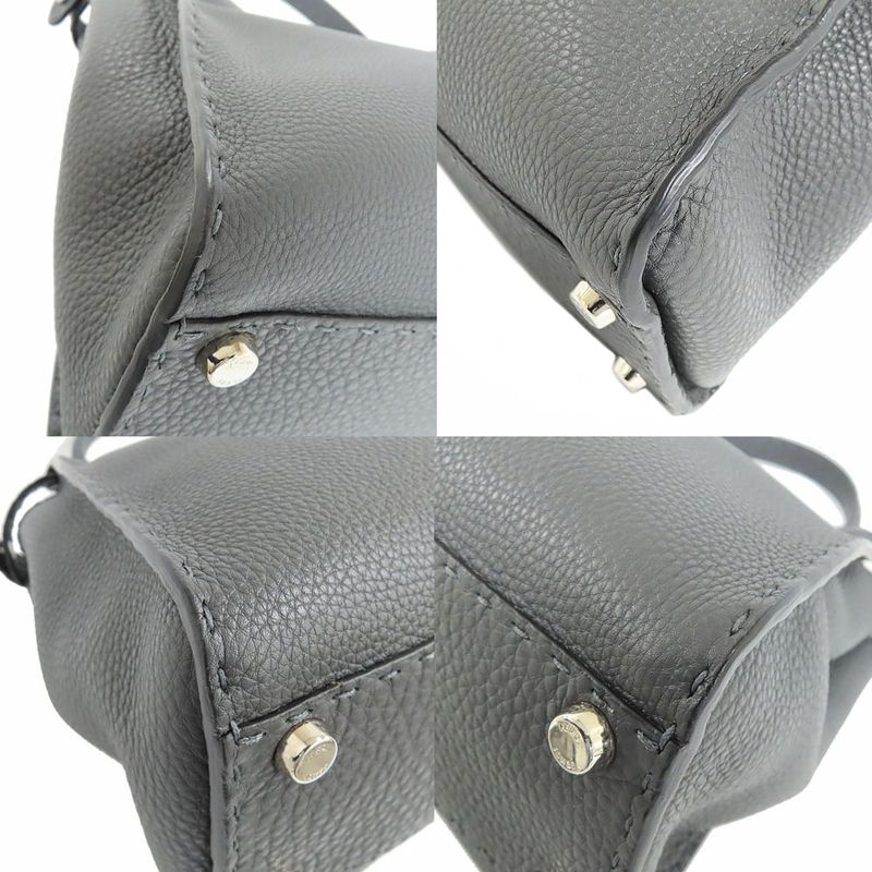 Fendi P-cub-medium Selleria 8bn290 Handbag 2WAY Asphalt Gray-leather