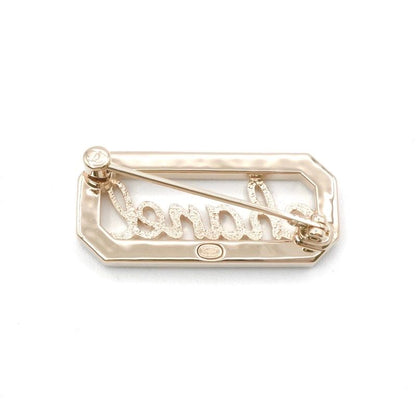 Chanel Brooch Corsage Gold Logo Rhinestone