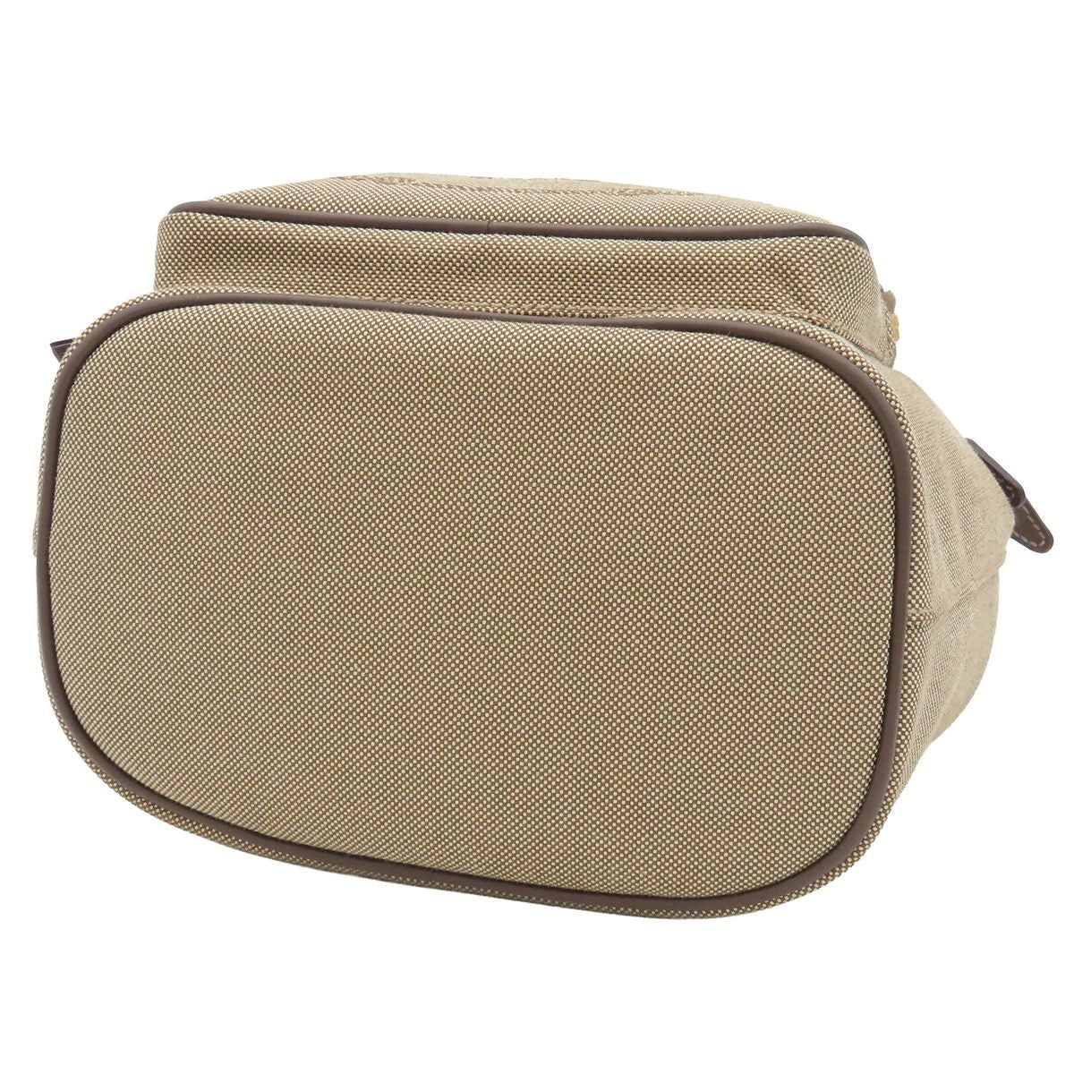 Prada Logo Jacquard Beige Brown Canvas 2-Way Shoulder Bag Drawstring — view 4