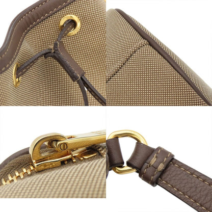 Prada Logo Jacquard Beige Brown Canvas 2-Way Shoulder Bag Drawstring — view 8