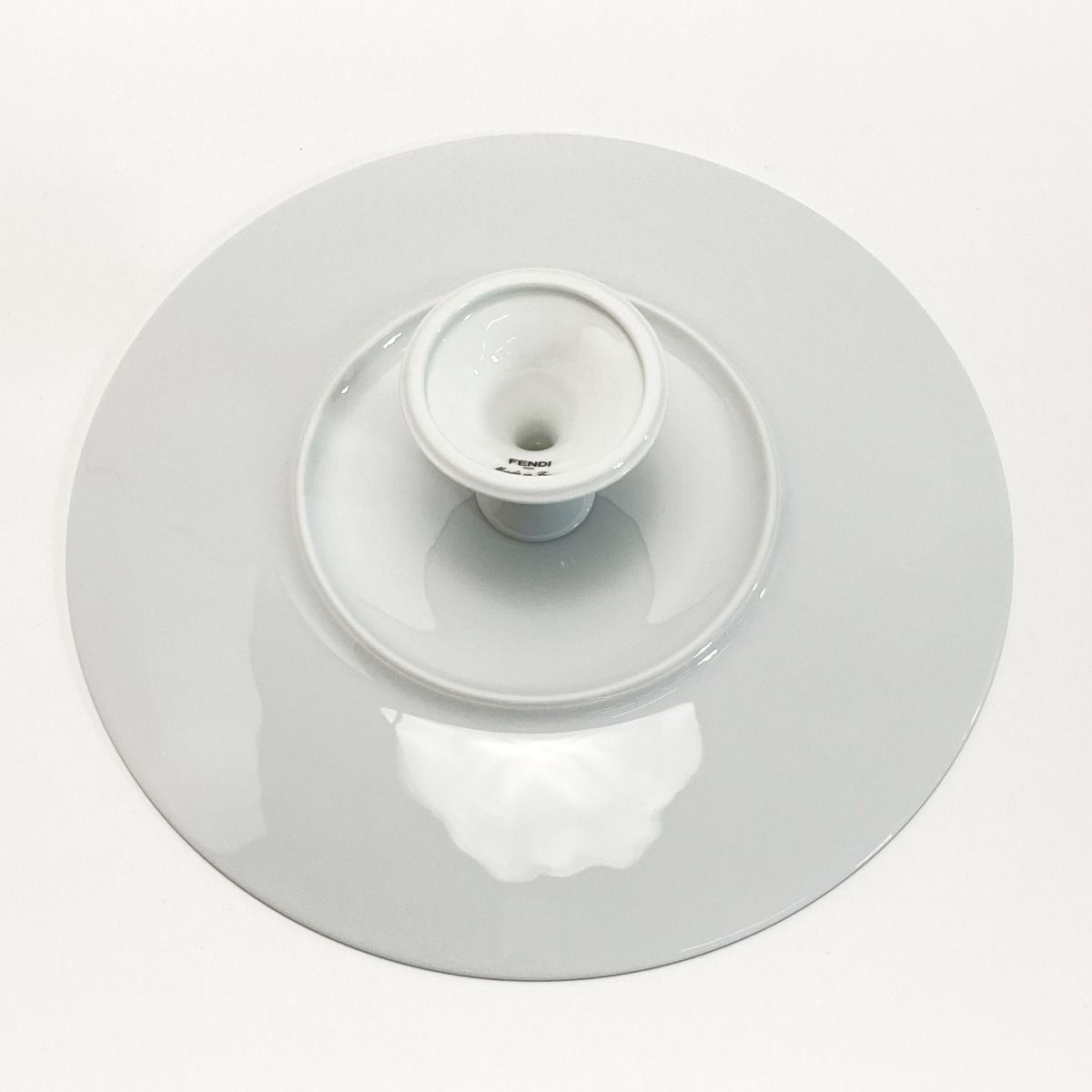 Fendi Orlock Logo Cake Stand Plate Tableware Collection Porcelain with Box