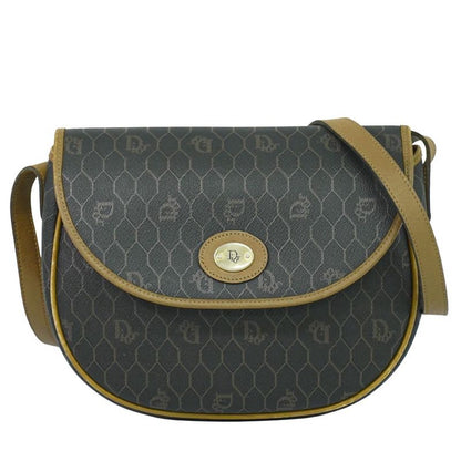 Object Christian DIOR Honeycomb Pattern Shoulder Bag Pochette PVC Black Bag