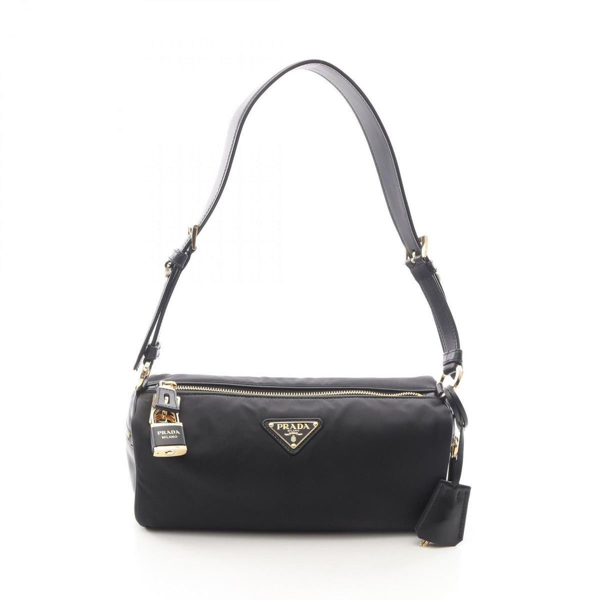 Prada Shoulder Bag Tessuto Vitello Black Nylon Leather