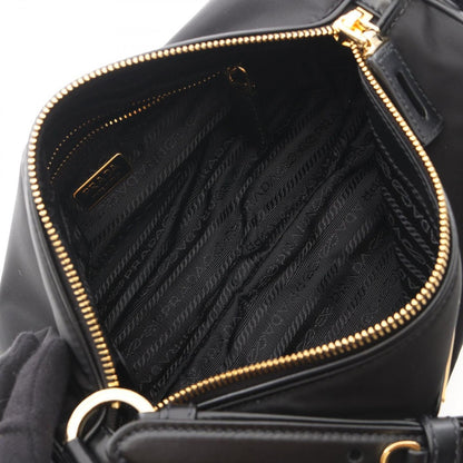 Prada Shoulder Bag Tessuto Vitello Black Nylon Leather — view 3