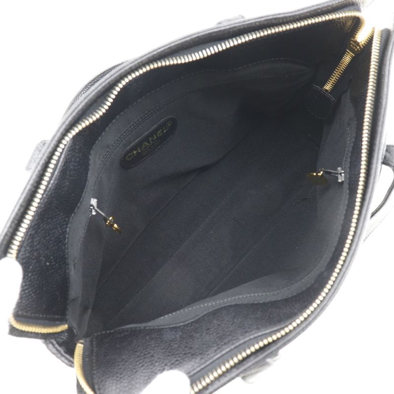 Chanel Logo Caviar Skin Black Ladies Handbag