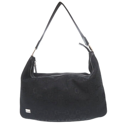 Gucci Horsebit Pattern Canvas Black Shoulder Bag 1563